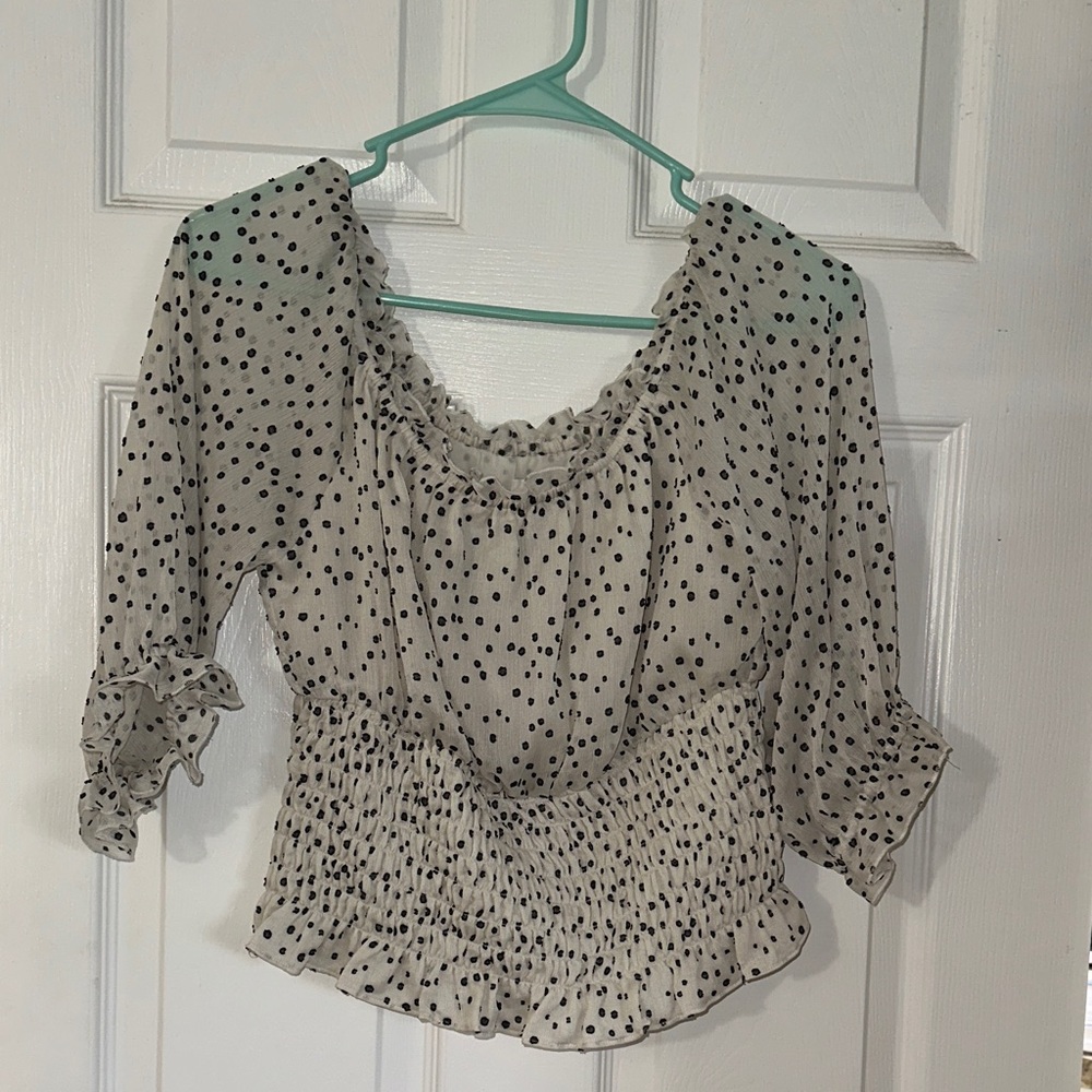 Anthropology Chiffon Lined Polka Dot Top